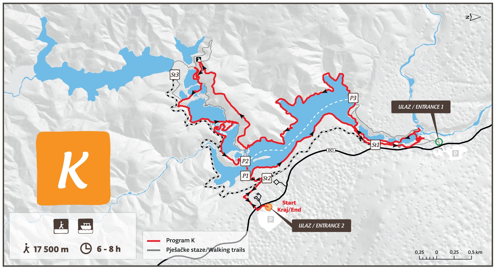 克羅埃西亞十六湖國家公園健走路線橘K