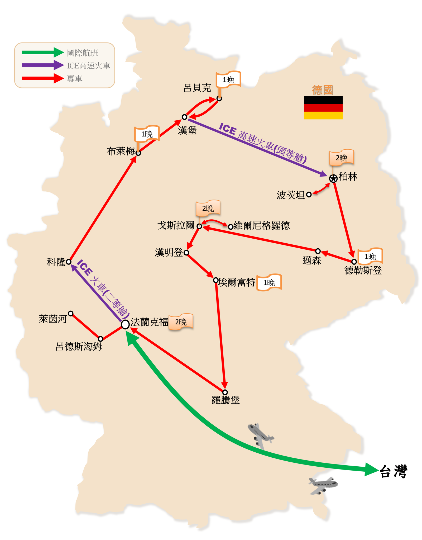 德國行程地圖