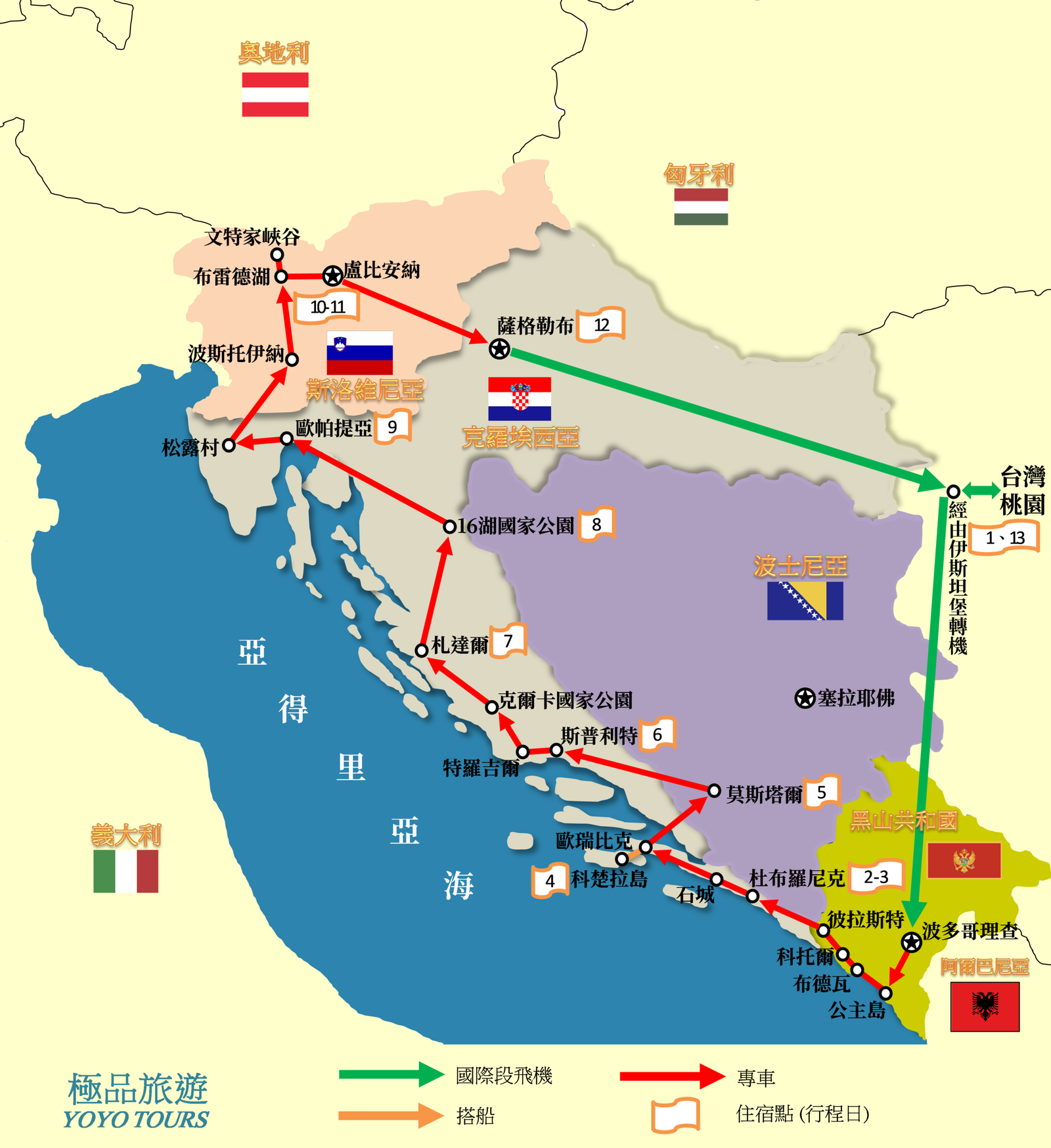 克羅埃西亞(D)行程地圖